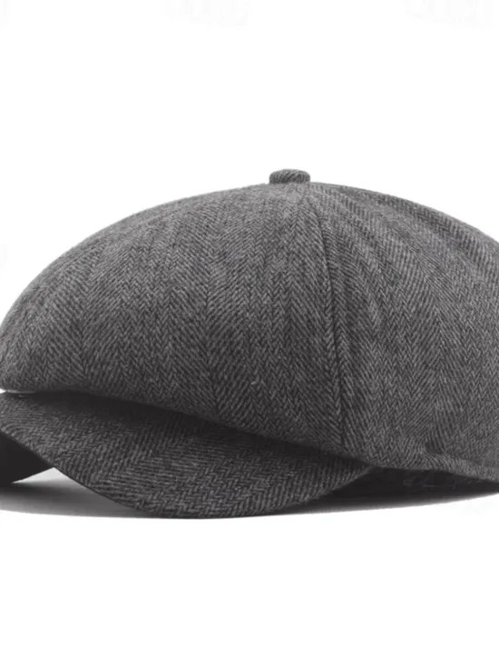 Best OUKU Men's Beret Hat Newsboy Hat Black khaki Cotton Streetwear Stylish 1920s Fashion Outdoor Daily Going out Graphic Prints Warm