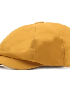 Clearance OUKU Men's Beret Hat Newsboy Hat Black Yellow Cotton Streetwear Stylish Casual Outdoor Daily Going out Plain Sunscreen