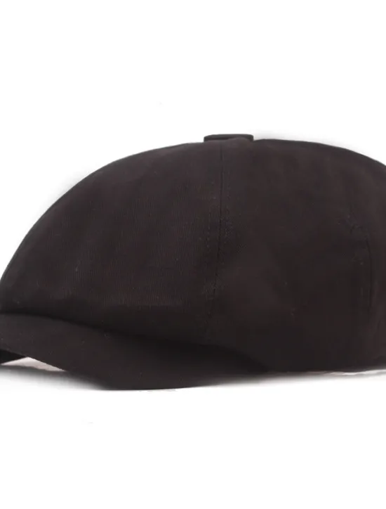 Clearance OUKU Men's Beret Hat Newsboy Hat Black Yellow Cotton Streetwear Stylish Casual Outdoor Daily Going out Plain Sunscreen