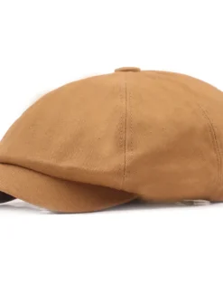 Clearance OUKU Men's Beret Hat Newsboy Hat Black Yellow Cotton Streetwear Stylish Casual Outdoor Daily Going out Plain Sunscreen