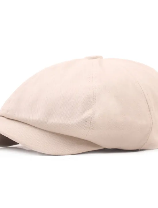 Clearance OUKU Men's Beret Hat Newsboy Hat Black Yellow Cotton Streetwear Stylish Casual Outdoor Daily Going out Plain Sunscreen