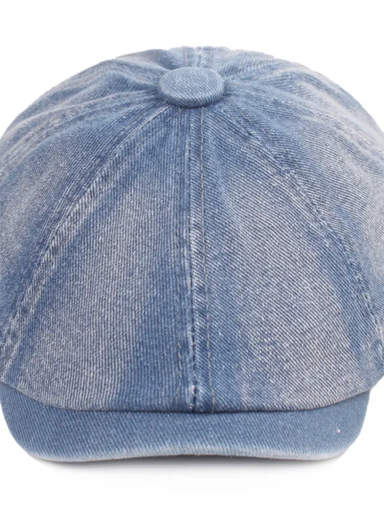 Discount OUKU Men's Beret Hat Newsboy Hat Black Blue Denim Streetwear Stylish Casual Outdoor Daily Going out Plain Sunscreen