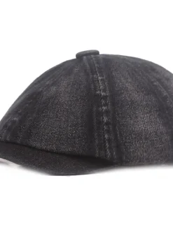 Discount OUKU Men's Beret Hat Newsboy Hat Black Blue Denim Streetwear Stylish Casual Outdoor Daily Going out Plain Sunscreen