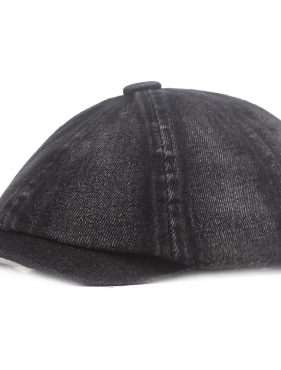 Discount OUKU Men's Beret Hat Newsboy Hat Black Blue Denim Streetwear Stylish Casual Outdoor Daily Going out Plain Sunscreen