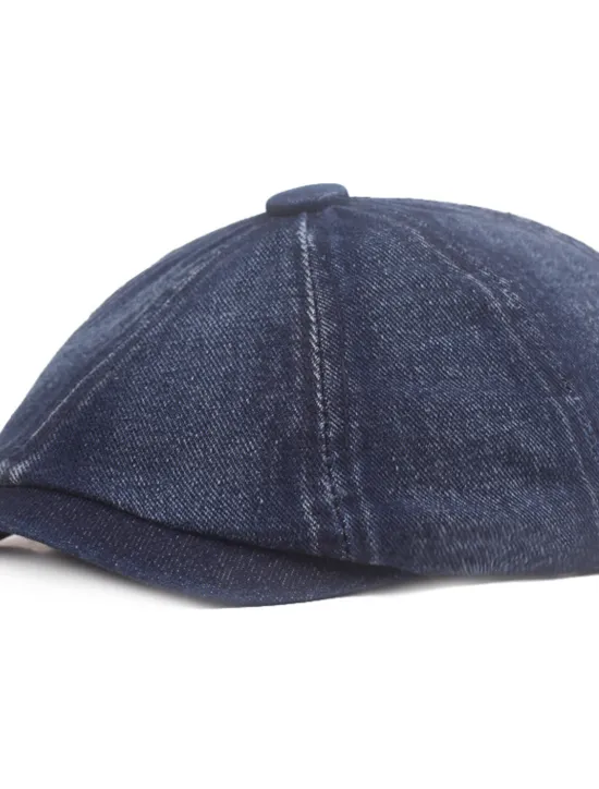 Discount OUKU Men's Beret Hat Newsboy Hat Black Blue Denim Streetwear Stylish Casual Outdoor Daily Going out Plain Sunscreen