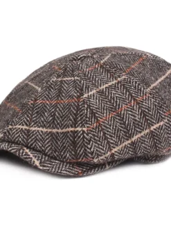 OUKU Men's Beret Hat Newsboy Hat Tweed Cap Beige Coffee Polyester Streetwear Stylish 1920s Fashion Outdoor Daily Going out Lattice Sunscreen