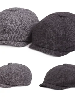 OUKU Men's Beret Hat Newsboy Hat khaki Light Grey Cotton and Linen Streetwear Stylish 1920s Fashion Outdoor Daily Going out Graphic Prints Sunscreen