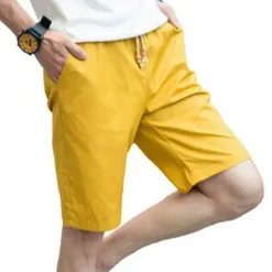 New OUKU Men's Bermuda shorts Beach Shorts Casual Shorts Pocket Drawstring Elastic Waist Plain Breathable Quick Dry Knee Length Casual Daily Holiday Fashion Streetwear Black White