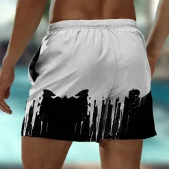 Hot OUKU Men's Big Eyes Halloween Costumes Monster Swim Shorts Board Shorts Swimming Trunks Mid Waist Fashion Streetwear Designer Casual Daily Holiday Pocket Elastic Waist 3D Print Designer Clothing Apparel White / Black
