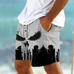 Hot OUKU Men's Big Eyes Halloween Costumes Monster Swim Shorts Board Shorts Swimming Trunks Mid Waist Fashion Streetwear Designer Casual Daily Holiday Pocket Elastic Waist 3D Print Designer Clothing Apparel White / Black