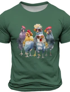 Outlet OUKU Men's Bird T Shirt Short Sleeve T shirt 3D Print Crew Neck Shirt Fashion Athleisure Street Sports Outdoor Black Blue Purple Summer Spring Clothing Apparel S M L XL XXL XXXL