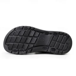 Discount OUKU Men's Black Faux Leather Sandals with Buckle Straps, Comfortable Casual Footwear for Summer and Outdoor Activities