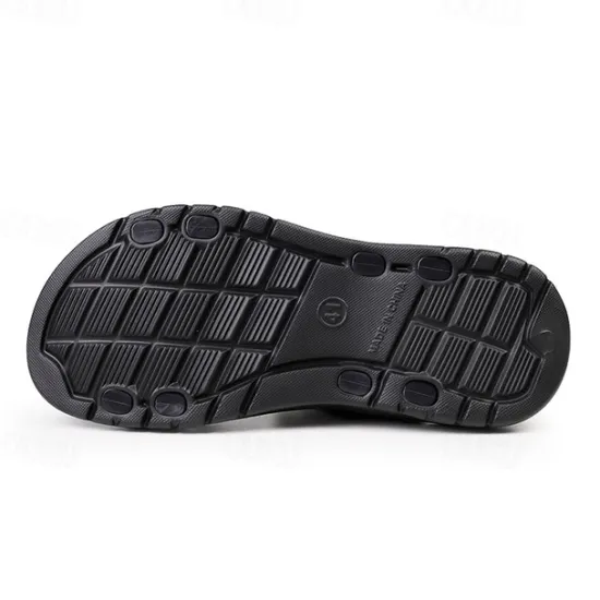 Discount OUKU Men's Black Faux Leather Sandals with Buckle Straps, Comfortable Casual Footwear for Summer and Outdoor Activities