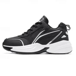Hot OUKU Men's Black Running Sneakers with Fur Lining, Winter Warm Athletic Shoes for Outdoor Sports and Casual Wear