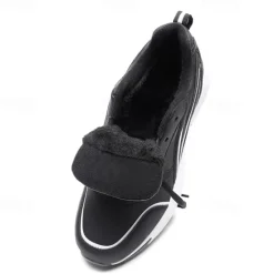 Hot OUKU Men's Black Running Sneakers with Fur Lining, Winter Warm Athletic Shoes for Outdoor Sports and Casual Wear