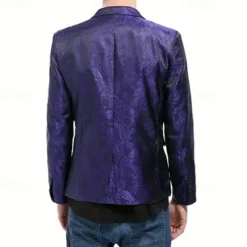 Best OUKU Men's Blazer Business Cocktail Party Wedding Party Fashion Casual Spring Autumn / Fall Polyester Plain Jacquard Buttons Comfortable Single Breasted Blazer Black Burgundy Blue