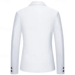 OUKU Men's Blazer Business Cocktail Party Wedding Party Fashion Casual Spring & Fall Cotton Blend Solid Color Pocket 2 in 1 Comfortable Single Breasted Blazer Black White Burgundy Royal Blue