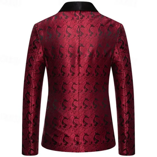 Best OUKU Men's Blazer Business Cocktail Party Wedding Party Fashion Casual Spring & Fall Cotton Blend Paisley Pocket Buttons Comfortable Single Breasted Blazer Silver Dark Gray Black White