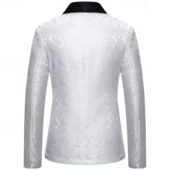 Best OUKU Men's Blazer Business Cocktail Party Wedding Party Fashion Casual Spring & Fall Cotton Blend Paisley Pocket Buttons Comfortable Single Breasted Blazer Silver Dark Gray Black White