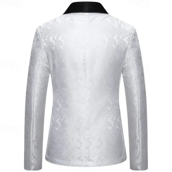 Best OUKU Men's Blazer Business Cocktail Party Wedding Party Fashion Casual Spring & Fall Cotton Blend Paisley Pocket Buttons Comfortable Single Breasted Blazer Silver Dark Gray Black White