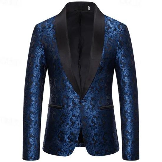 Best OUKU Men's Blazer Business Cocktail Party Wedding Party Fashion Casual Spring & Fall Cotton Blend Paisley Pocket Buttons Comfortable Single Breasted Blazer Silver Dark Gray Black White