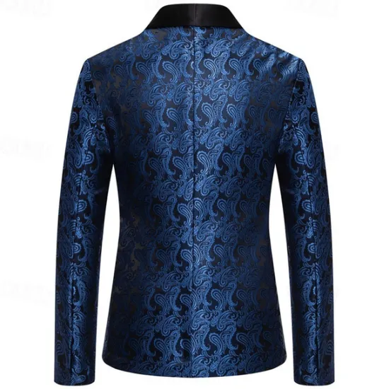 Best OUKU Men's Blazer Business Cocktail Party Wedding Party Fashion Casual Spring & Fall Cotton Blend Paisley Pocket Buttons Comfortable Single Breasted Blazer Silver Dark Gray Black White