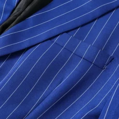 Outlet OUKU Men's Blazer Business Cocktail Party Wedding Party Fashion Casual Spring & Fall Polyester Stripes Pocket Buttons Comfortable Double Breasted Blazer Blue Purple Orange