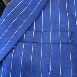 Outlet OUKU Men's Blazer Business Cocktail Party Wedding Party Fashion Casual Spring & Fall Polyester Stripes Pocket Buttons Comfortable Double Breasted Blazer Blue Purple Orange