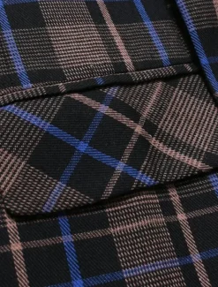Clearance OUKU Men's Blazer Business Cocktail Party Wedding Party Fashion Casual Spring Autumn / Fall Polyester Plaid Pocket Buttons Comfortable Single Breasted Blazer Coffee