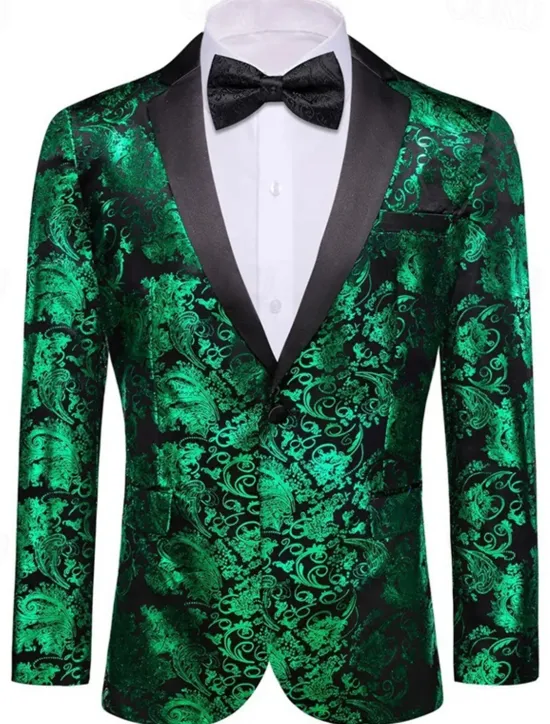 Clearance OUKU Men's Blazer Business Cocktail Party Wedding Party Party Spring & Fall Polyester Bronzing Pocket Buttons Comfortable Single Breasted Blazer Red Blue Purple Gold