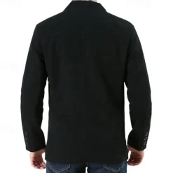 Outlet OUKU Men's Blazer Business Cocktail Party Wedding Party Fashion Casual Spring & Fall 100% Cotton Solid Color Pocket Buttons Comfortable Single Breasted Blazer Black Green khaki
