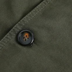Outlet OUKU Men's Blazer Business Cocktail Party Wedding Party Fashion Casual Spring & Fall 100% Cotton Solid Color Pocket Buttons Comfortable Single Breasted Blazer Black Green khaki