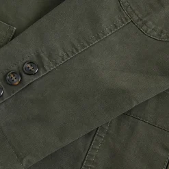 Outlet OUKU Men's Blazer Business Cocktail Party Wedding Party Fashion Casual Spring & Fall 100% Cotton Solid Color Pocket Buttons Comfortable Single Breasted Blazer Black Green khaki