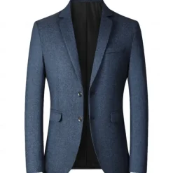 Hot OUKU Men's Blazer Business Cocktail Party Wedding Party Fashion Casual Spring & Fall Polyester Plain Pocket Buttons Casual / Daily Single Breasted Blazer Red Blue Grey