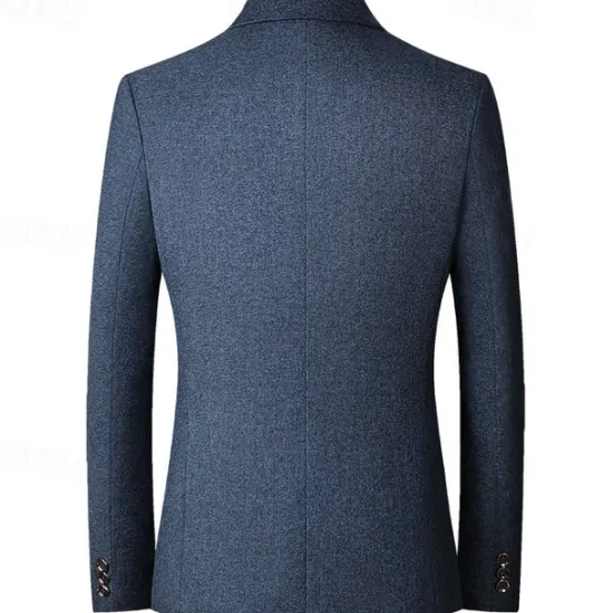Hot OUKU Men's Blazer Business Cocktail Party Wedding Party Fashion Casual Spring & Fall Polyester Plain Pocket Buttons Casual / Daily Single Breasted Blazer Red Blue Grey