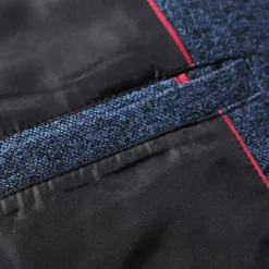 Hot OUKU Men's Blazer Business Cocktail Party Wedding Party Fashion Casual Spring & Fall Polyester Plain Pocket Buttons Casual / Daily Single Breasted Blazer Red Blue Grey