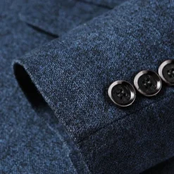Hot OUKU Men's Blazer Business Cocktail Party Wedding Party Fashion Casual Spring & Fall Polyester Plain Pocket Buttons Casual / Daily Single Breasted Blazer Red Blue Grey