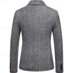 Online OUKU Men's Blazer Business Cocktail Party Wedding Party Fashion Casual Spring & Fall Polyester Solid Color Pocket Buttons Comfortable Single Breasted Blazer Dark Gray khaki Light Grey