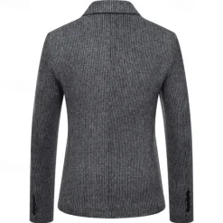 Online OUKU Men's Blazer Business Cocktail Party Wedding Party Fashion Casual Spring & Fall Polyester Solid Color Pocket Buttons Comfortable Single Breasted Blazer Dark Gray khaki Light Grey