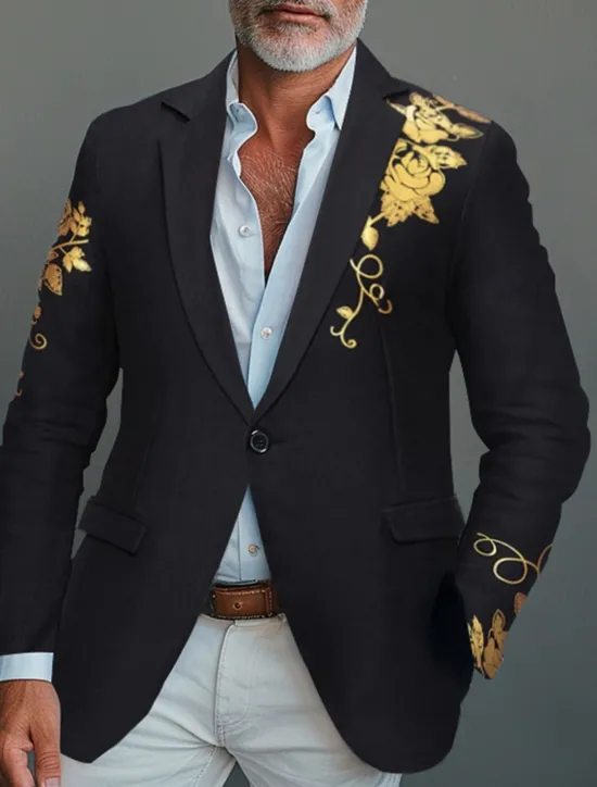 Discount OUKU Men's Blazer Business Cocktail Party Wedding Party Fashion Casual Spring & Fall Polyester Rose Pocket Buttons Comfortable Single Breasted Blazer Black White Burgundy Royal Blue