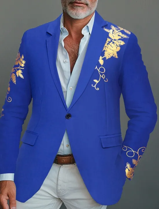 Discount OUKU Men's Blazer Business Cocktail Party Wedding Party Fashion Casual Spring & Fall Polyester Rose Pocket Buttons Comfortable Single Breasted Blazer Black White Burgundy Royal Blue