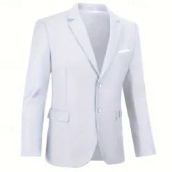 Best OUKU Men's Blazer Business Cocktail Party Wedding Party Fashion Casual Spring & Fall Polyester Plain Pocket Buttons Comfortable Single Breasted Blazer Black White Navy Blue Royal Blue