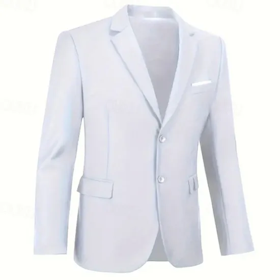 Best OUKU Men's Blazer Business Cocktail Party Wedding Party Fashion Casual Spring & Fall Polyester Plain Pocket Buttons Comfortable Single Breasted Blazer Black White Navy Blue Royal Blue