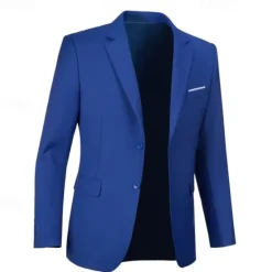Best OUKU Men's Blazer Business Cocktail Party Wedding Party Fashion Casual Spring & Fall Polyester Plain Pocket Buttons Comfortable Single Breasted Blazer Black White Navy Blue Royal Blue