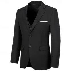 Best OUKU Men's Blazer Business Cocktail Party Wedding Party Fashion Casual Spring & Fall Polyester Plain Pocket Buttons Comfortable Single Breasted Blazer Black White Navy Blue Royal Blue