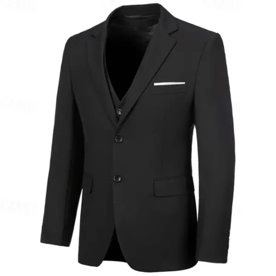 Best OUKU Men's Blazer Business Cocktail Party Wedding Party Fashion Casual Spring & Fall Polyester Plain Pocket Buttons Comfortable Single Breasted Blazer Black White Navy Blue Royal Blue