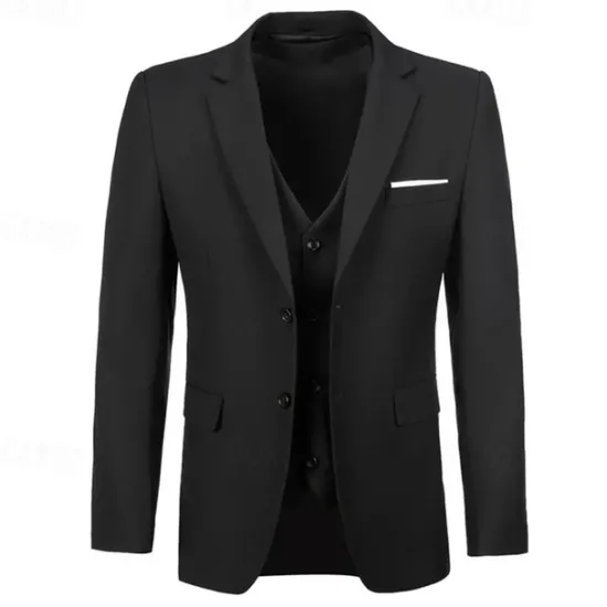 Best OUKU Men's Blazer Business Cocktail Party Wedding Party Fashion Casual Spring & Fall Polyester Plain Pocket Buttons Comfortable Single Breasted Blazer Black White Navy Blue Royal Blue
