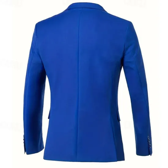 Best OUKU Men's Blazer Business Cocktail Party Wedding Party Fashion Casual Spring & Fall Polyester Plain Pocket Buttons Comfortable Single Breasted Blazer Black White Navy Blue Royal Blue