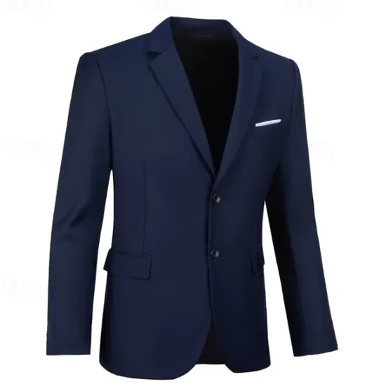 Best OUKU Men's Blazer Business Cocktail Party Wedding Party Fashion Casual Spring & Fall Polyester Plain Pocket Buttons Comfortable Single Breasted Blazer Black White Navy Blue Royal Blue