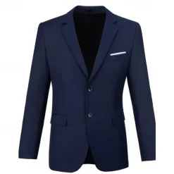 Best OUKU Men's Blazer Business Cocktail Party Wedding Party Fashion Casual Spring & Fall Polyester Plain Pocket Buttons Comfortable Single Breasted Blazer Black White Navy Blue Royal Blue